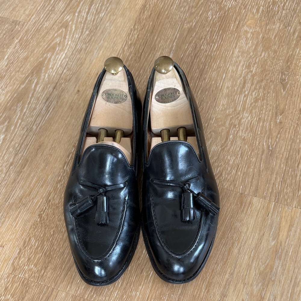 Crockett & Jones Black Leather Tassel Loafers